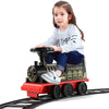 Joyldias 3-In-1 Ride On Train With 16Pcs Curved Tracks, 6V Electric Ride On Toy Train For Kids With Lights, Horns, Storage, Retractable Foot Pedals For Toddlers Under 39 Inch, Black