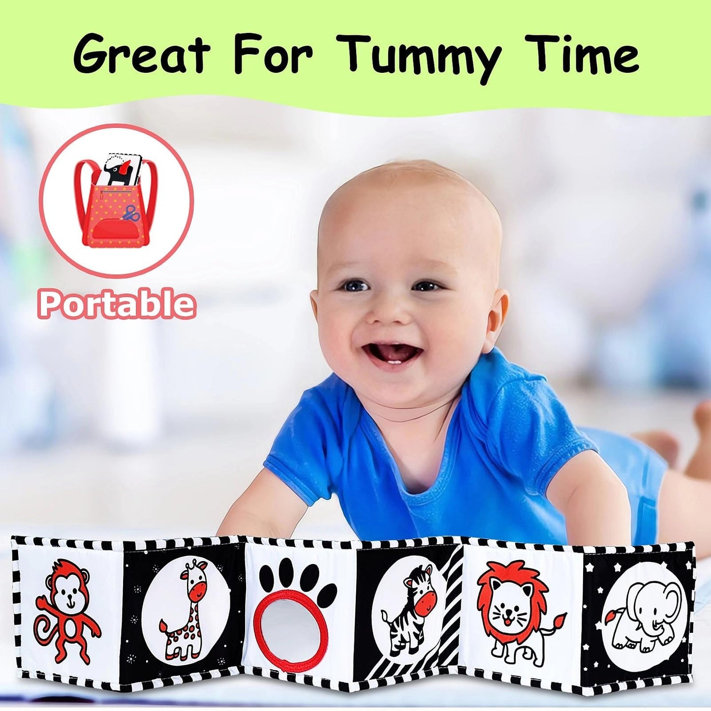 High Contrast Baby Toys For Newborn: Black And White Baby Toys Book 0-3 Months - Tummy Time Mirror For Infant 6 7 8 9 10 11 12 M