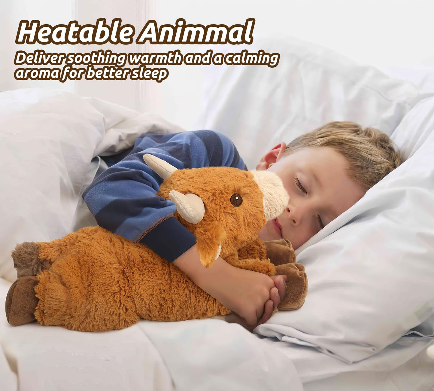 Cuckool Warmable Bull Cow Stuffed Animals, Microwavable Stuffed Animals Heating Pad For Cramps, Pain Stress Relief, Heatable Coo