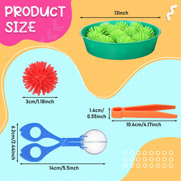 Leitee 71 Pcs Fine Motor Toys Counting Sorting Sensory Bin Filler, 60 Hedge Balls 4 Tweezers 2 Scissors Clips 5 Cups For Boys Girls Early Education And Sorting Counting Training Development