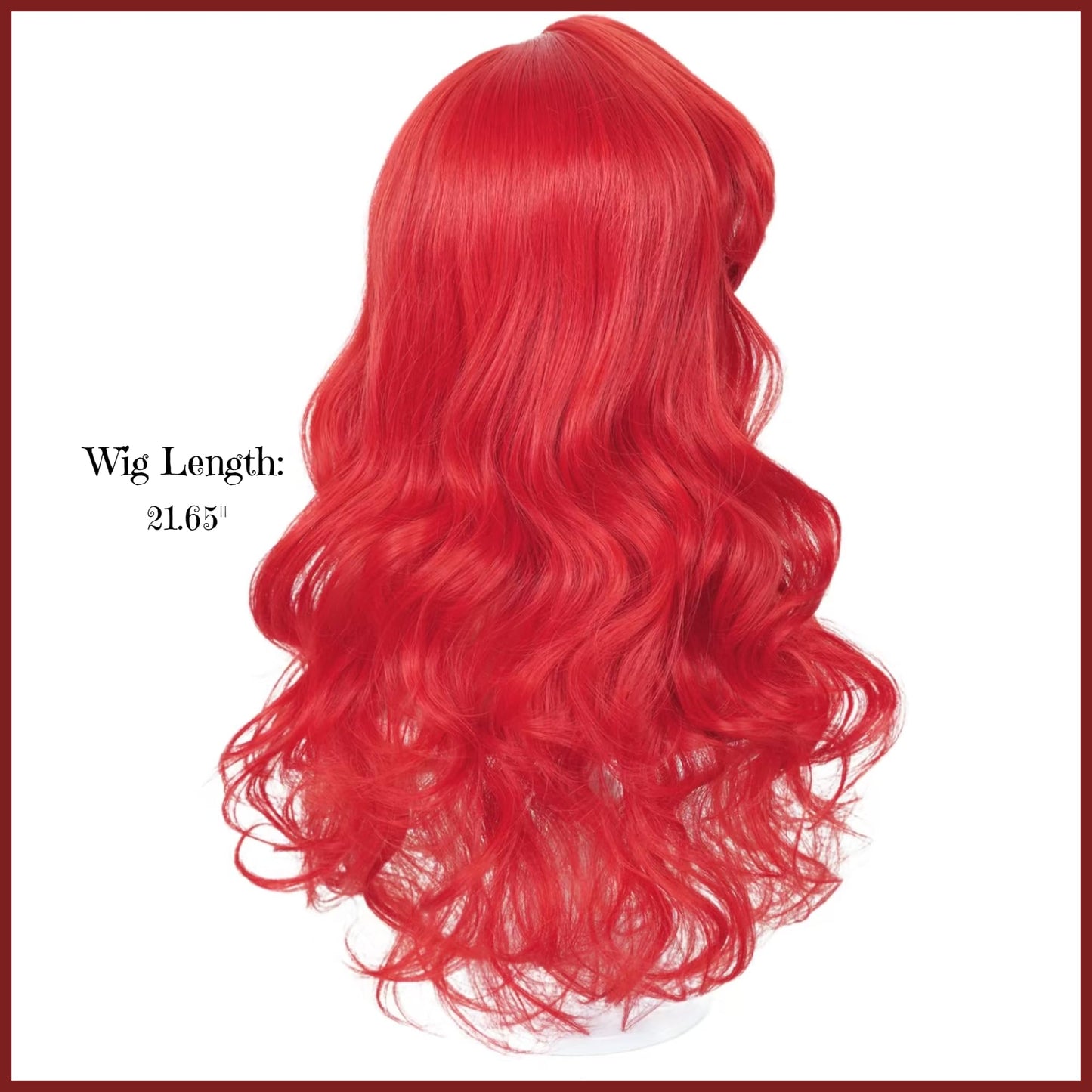 Mermaid Wigs For Kids Girls 21-Inch Long Red Curly Kid'S Mermaid Wig Wave Wigs With Starfish Hairclip & Hair Net For Halloween C