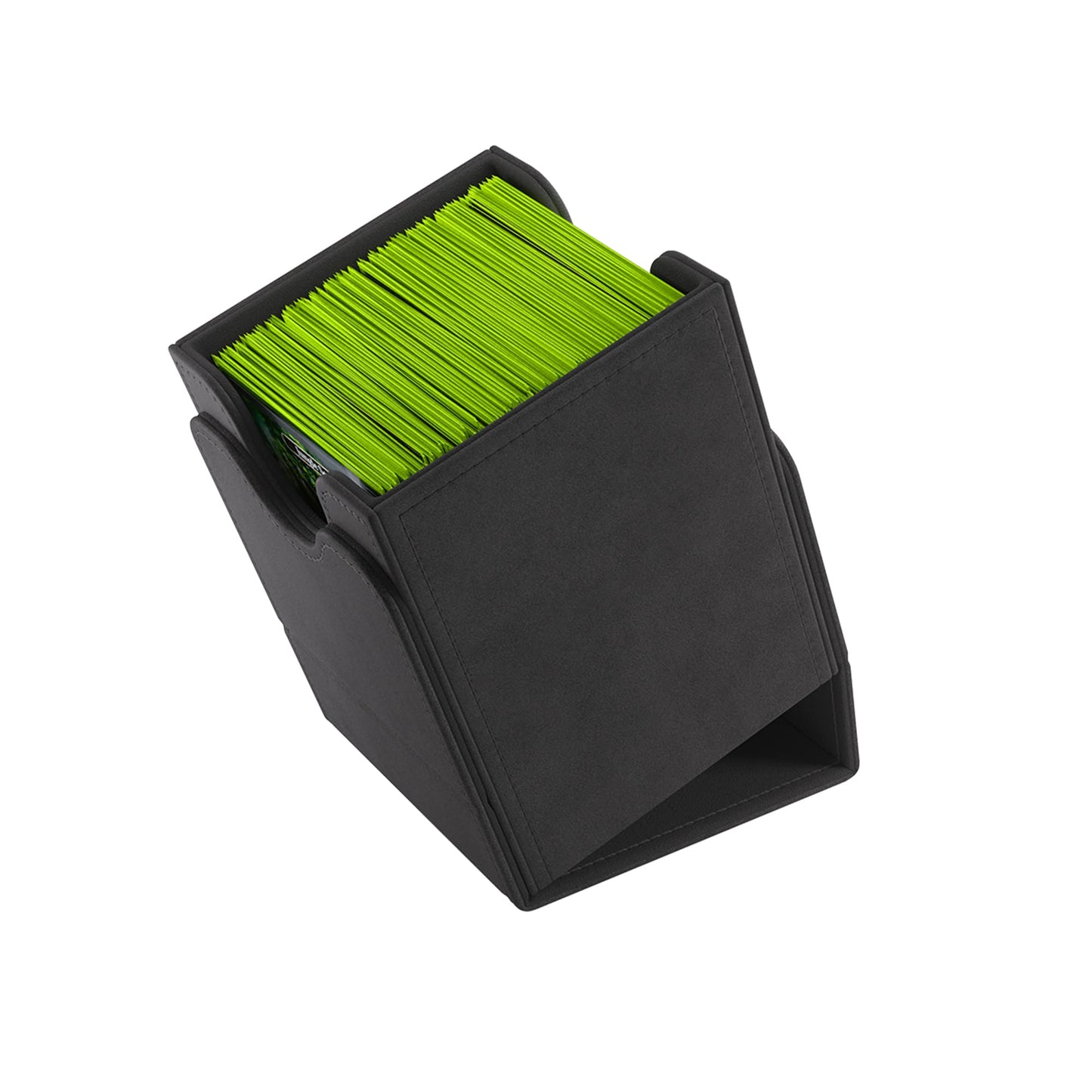 Squire 100+ Xl Convertible Deck Box | Card Storage Box With Removable Cover Clips | Holds 100 Double-Sleeved Cards In Extra Thick Inner Card Sleeves | Black Color | Made By Gamegenic