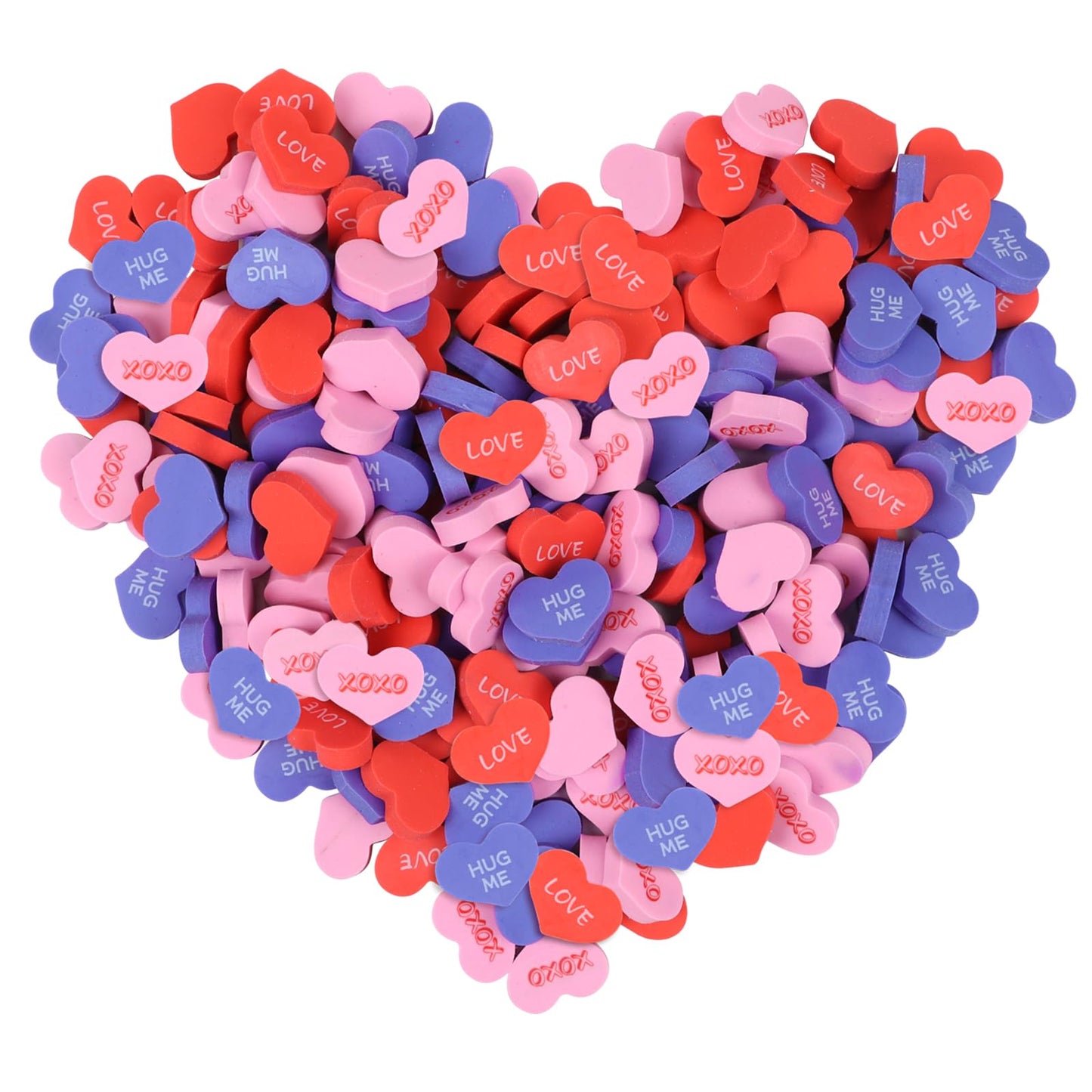 FOKICOS 210pcs Valentine s Day Erasers Valentines Heart Mini Erasers Bulk Cute Conversation Pencil Eraser for Valentine s Day