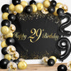 LINGPAR Happy 29th Birthday Balloons - Black Rubber Garland Banner Decor for Men & Women, 29" Size, Party Theme Supplies