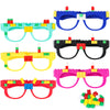 Hxezoc 12 Pcs Diy Building Bricks Glasses Building Blocks Games For Kids Creative Building Block Glasses Party Favors, Carnival Birthday Party, Classroom Games Supplies