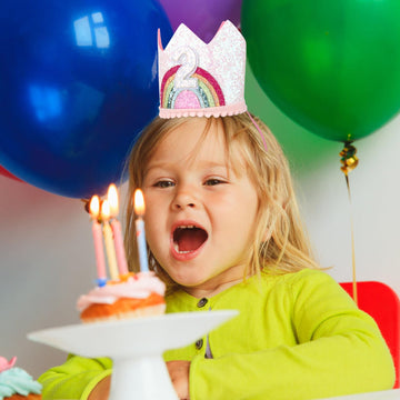 Atoden 2nd Birthday Crown Princess Tiara, Rainbow Hat Headband - Birthday Gift Decorations and Accessories for Two Year Old Girl