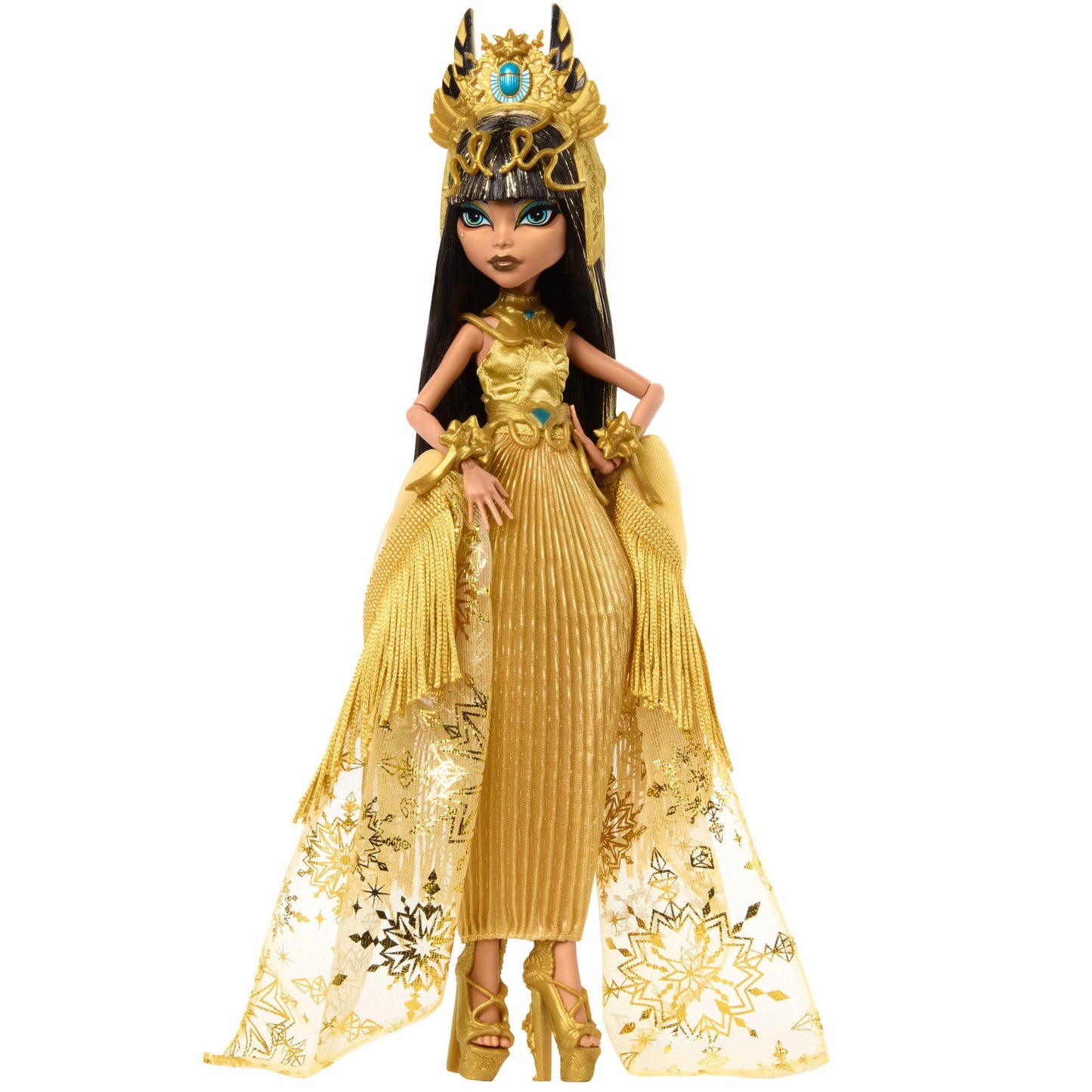 Monster High Howliday Doll, Winter Edition Cleo De Nile Collectible in Golden Gown with Gleaming Accessories and Shimmery Fringe