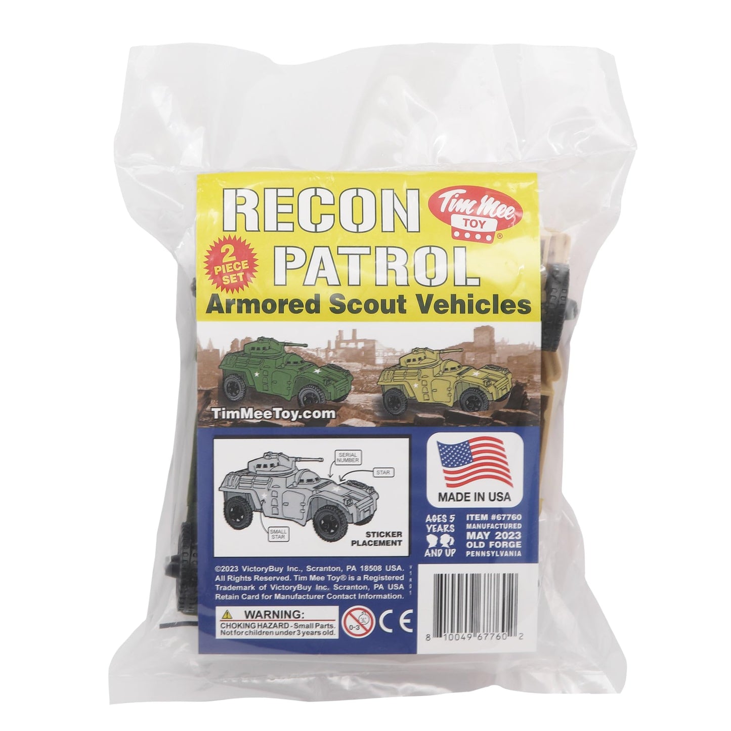 TimMee RECON PATROL Armored Cars OD Green & Tan Plastic Army Men Scout Vehicles