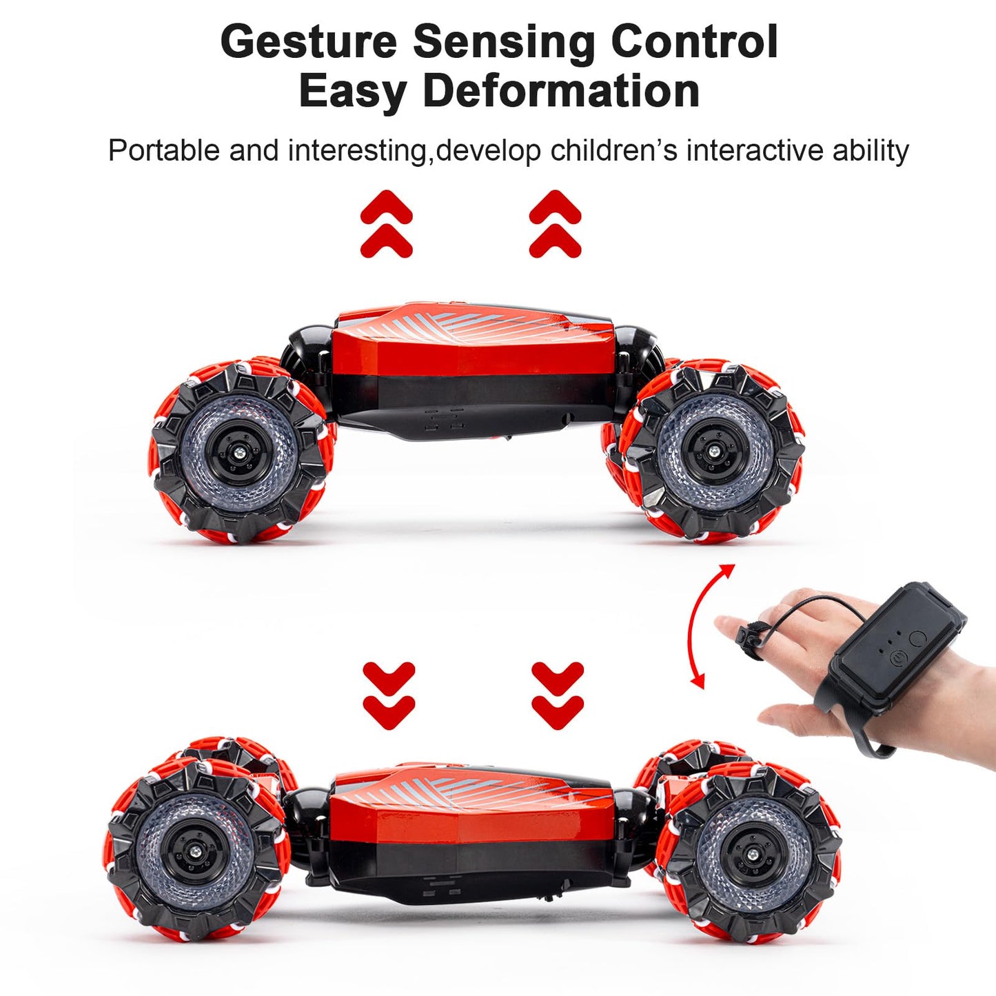 XAMIMM 4WD Remote Control Gesture Sensor Car,Hand Controlled RC Stunt Car,Double-Sided Vehicle 360 Rotation with Light and Music