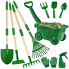 Duckura Kids Gardening Tools Set - 10pcs Wheelbarrow Set for Kids with Shovel Rake Leaf Rake Summer Outdoor Yard Digging Toys Halloween Birthday Gifts for Boys Girls Age 2 3+ Years Old(Green)