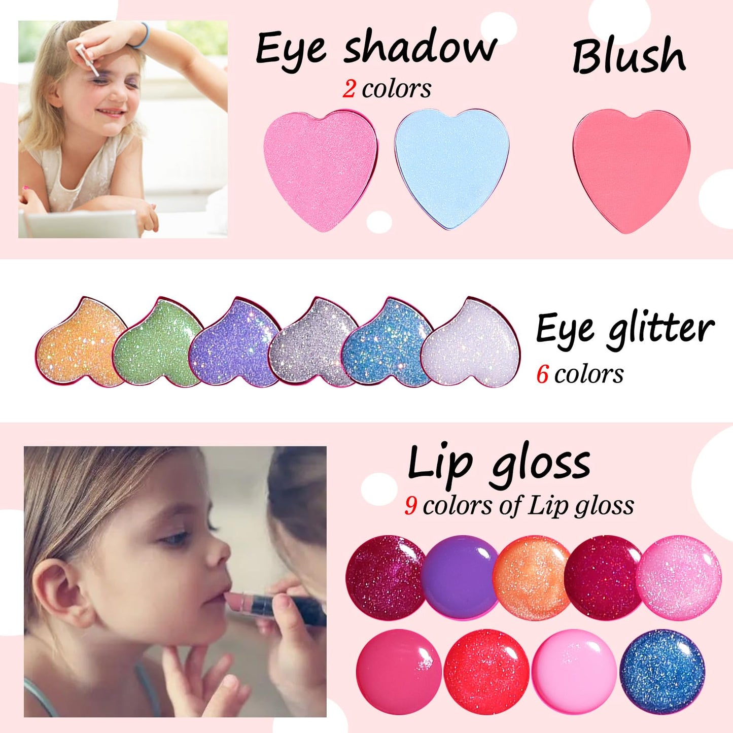 Mebtmel Heart Shape For Kids Makeup Kit, Real, Non Toxic, Washable Make Up For Girls Kids