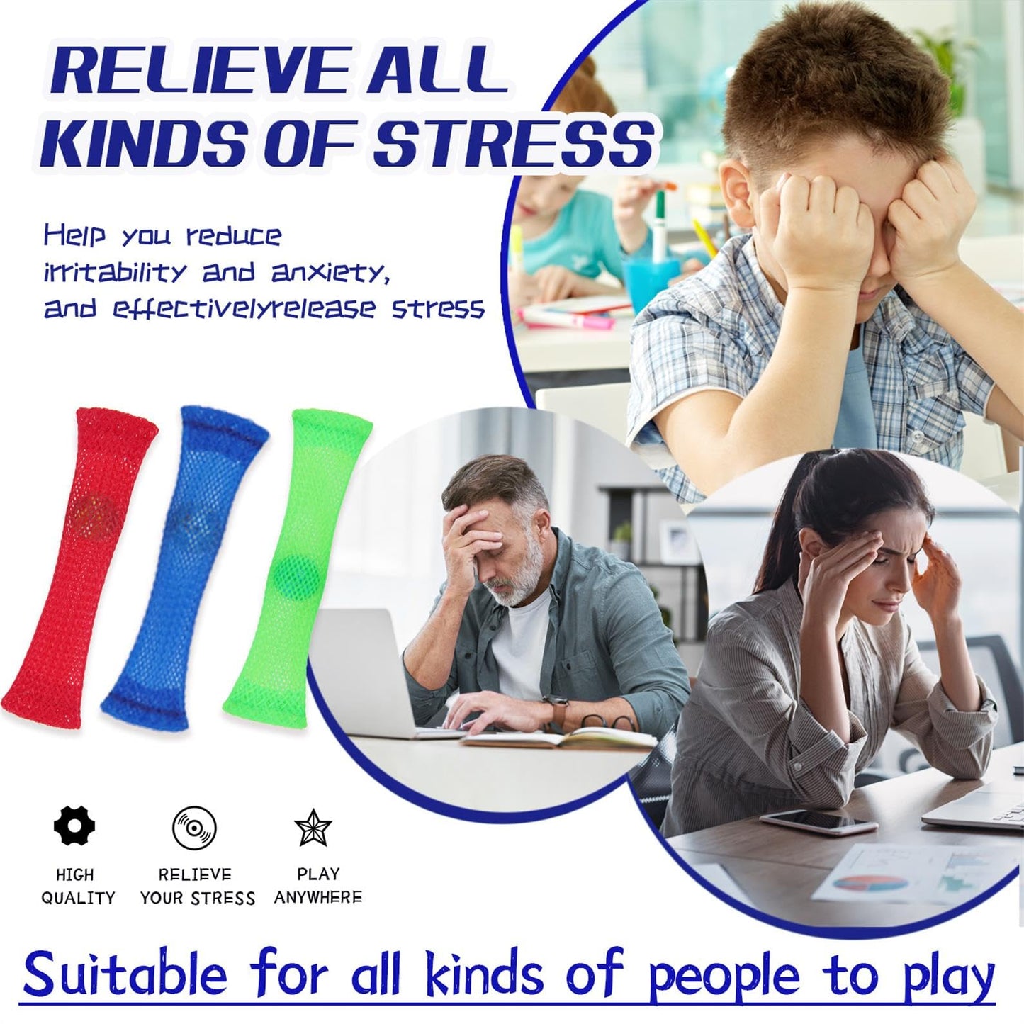 Oaaxbbecco Fidget Toys Set-Stress Relief And Relieve Anxiety Toys For Kids And Adults-Marble Mesh (12 Pieces)