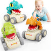 MOONTOY Baby Car Dinosaur Toys for 1 2 Year Old Boy Press and Go Cars for Toddlers 1-3, Push Go Dino Cars Toddler Toys Age 1-2 0