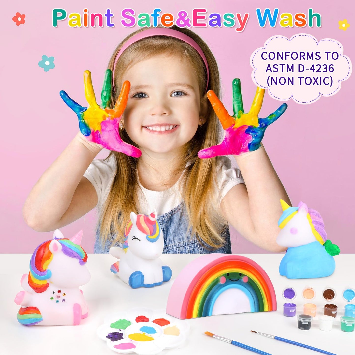 Dededa Paint Your Own Unicorn & Rainbow Night Light Art Kit, Arts And Crafts For Kids Ages 4-8,Unicorn Toys Unicorns Gifts For G