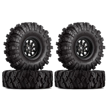 INJORA 1.0 Beadlock Wheel Mud Tires Set Deep Dish 1.0'' Wheels Tires for 1/18 TRX4M Axial AX24 SCX24 Gladiator Deadbolt Bronco C