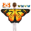 Sunlisky Kids Butterfly Wings Costume Girls Fairy-Wings Toddler Dress Up Play Costumes Butterfly Hair Clip Mask Party Favors (Or