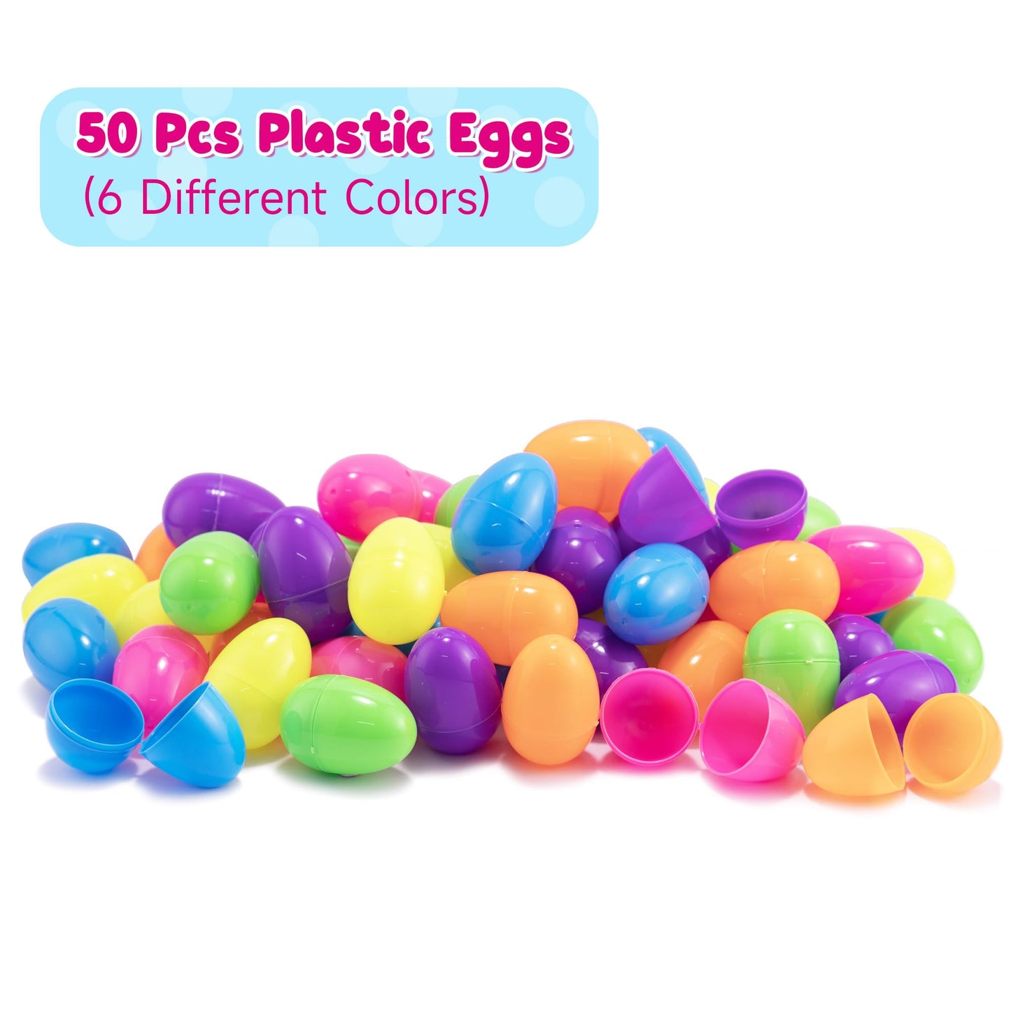 Kasu 50 Pcs Prefilled Easter Eggs With Mochi Squishy Toys Premium For Easter Theme Party Favor, Eggs Hunt, Basket Stuffers/Fille