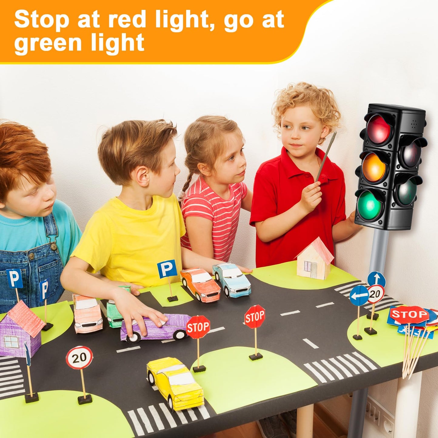 Hiboom 1 Piece Traffic Light Toy 2 In 1 Simulation Safety Traffic Indicator Crosswalk Signal With Lights And Sounds For Birthday