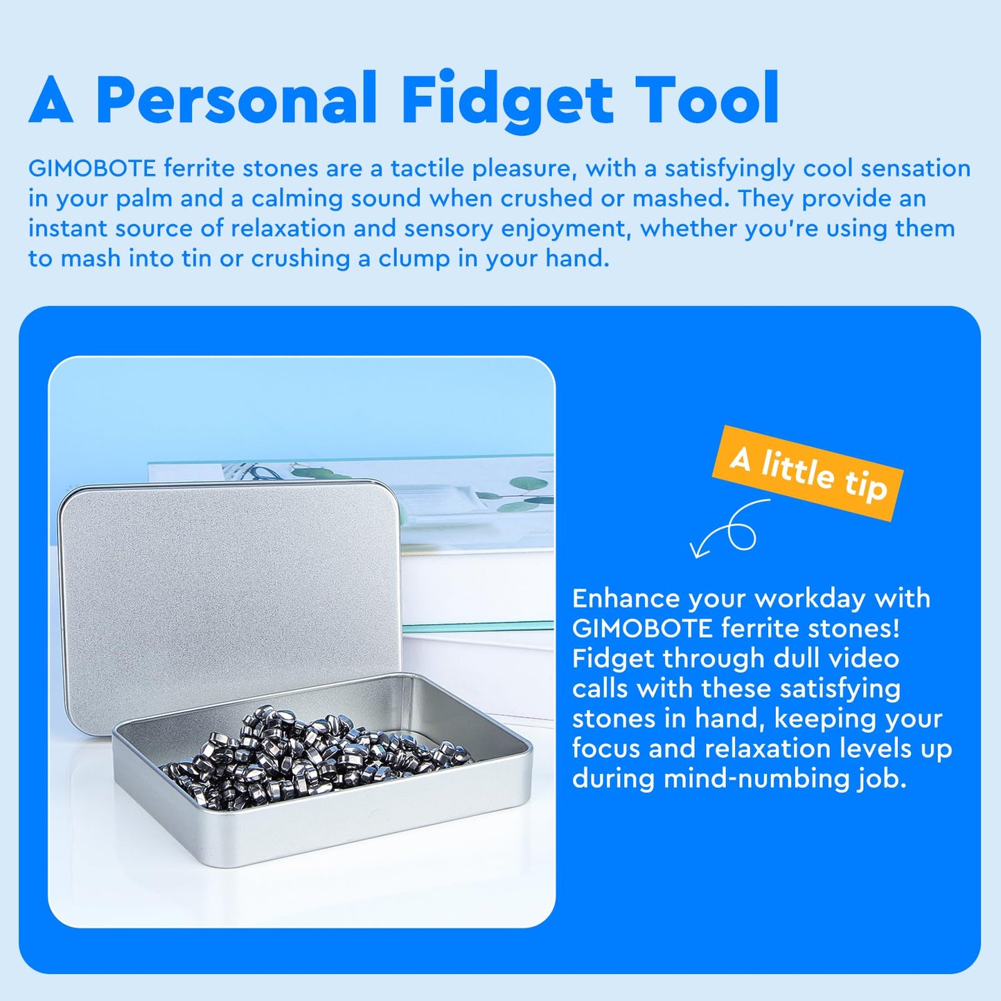 GIMOBOTE Original 500+ Ferrite Putty Silver, Fidget Toy Ferrite Rocks for Stress Relief, Sensory Toy for Adults & Teens 14+, Fer