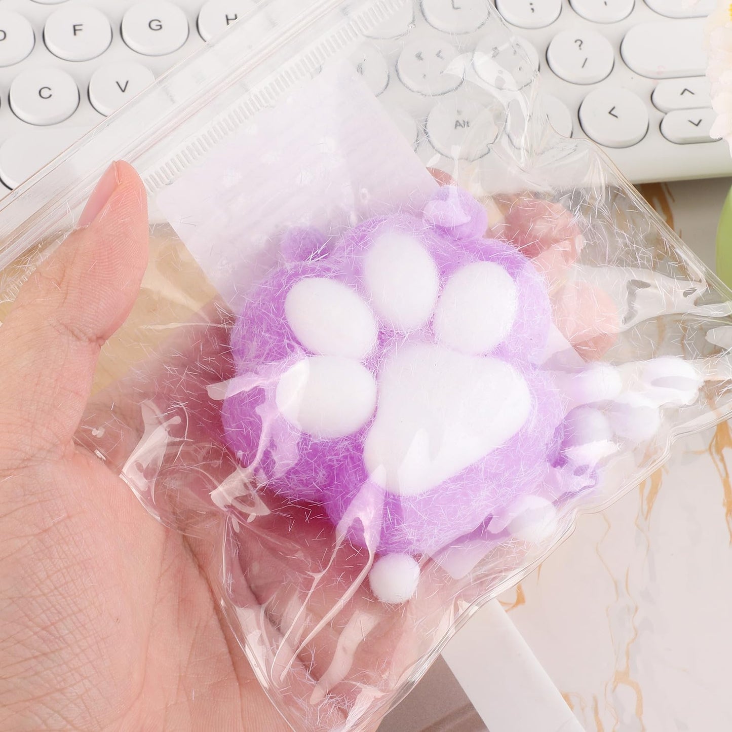 Peutier Cat Paw Squeeze Toys, Plastic Taba Soft Cat Paw With 10 Mini Balls Novelty Kawaii Jelly Kitty Paw Soft Relaxing Animals