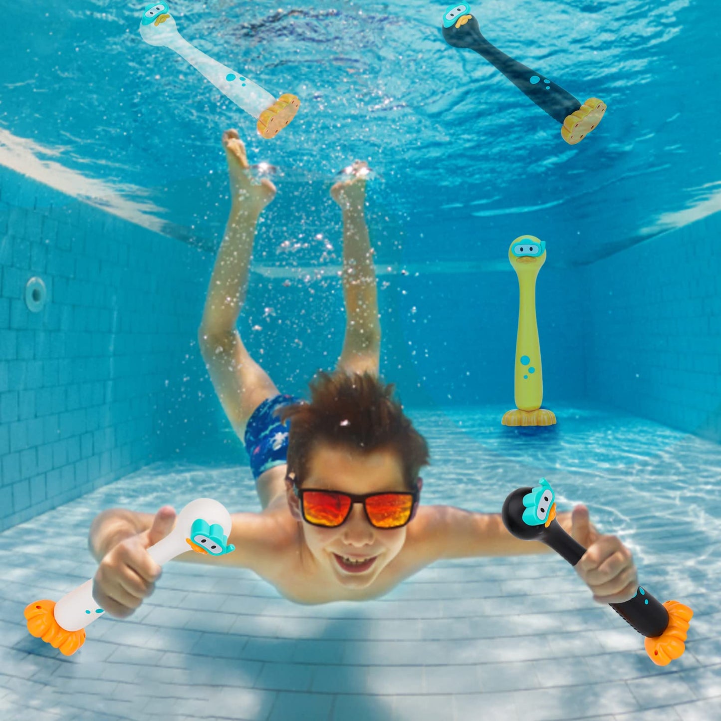 Haomsj Swimming Diving Pool Sticks Toys For Kids 3Pcs Dive Toys,Summer Underwater Sinking Pool Toys For Boys And Girls Ages 8-12 (Duck Stick)
