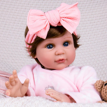 Aori Reborn Baby Dolls 22 Inch Realistic Girl - Lifelike Weighted Newborn Toddler with Feeding Bottle & Magnetic Pacifier Handapplied Wig Hair Soft Body Gift for Kids 3+ Collectors