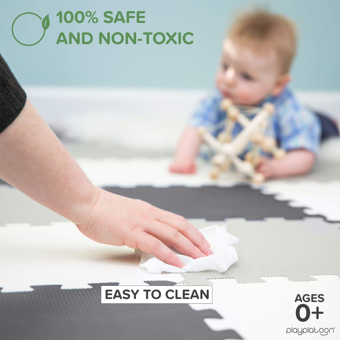 Play Platoon Non-Toxic Foam Puzzle Floor Mat, Comfortable, Extra Thick, Cushiony Exercise And Play Mat For Toddlers, Kids & Adults, 36 Tiles (12'X12'), Warm Grey/Cream/Sand