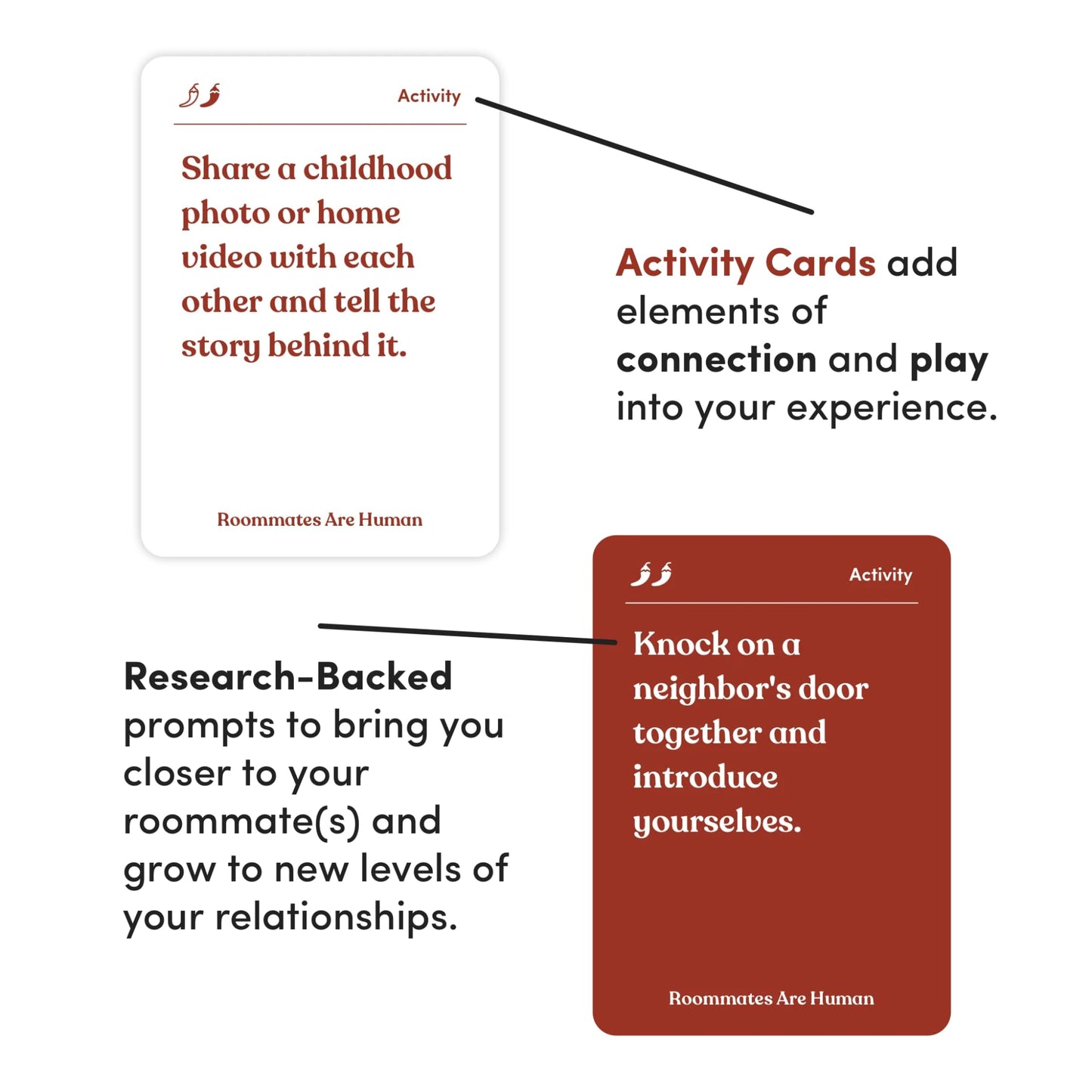 Roommates Are Human | 140 Conversation Cards To Help You Get To Know Your Roommates | A Card Game For Discovering How To Live We