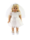 American Fashion World White Communion Dress Set for 18-Inch Dolls | Veil Included | enhanced Quality & Trendy Design | Dolls Clothes | Outfit Fashions for Dolls for Popular Brands