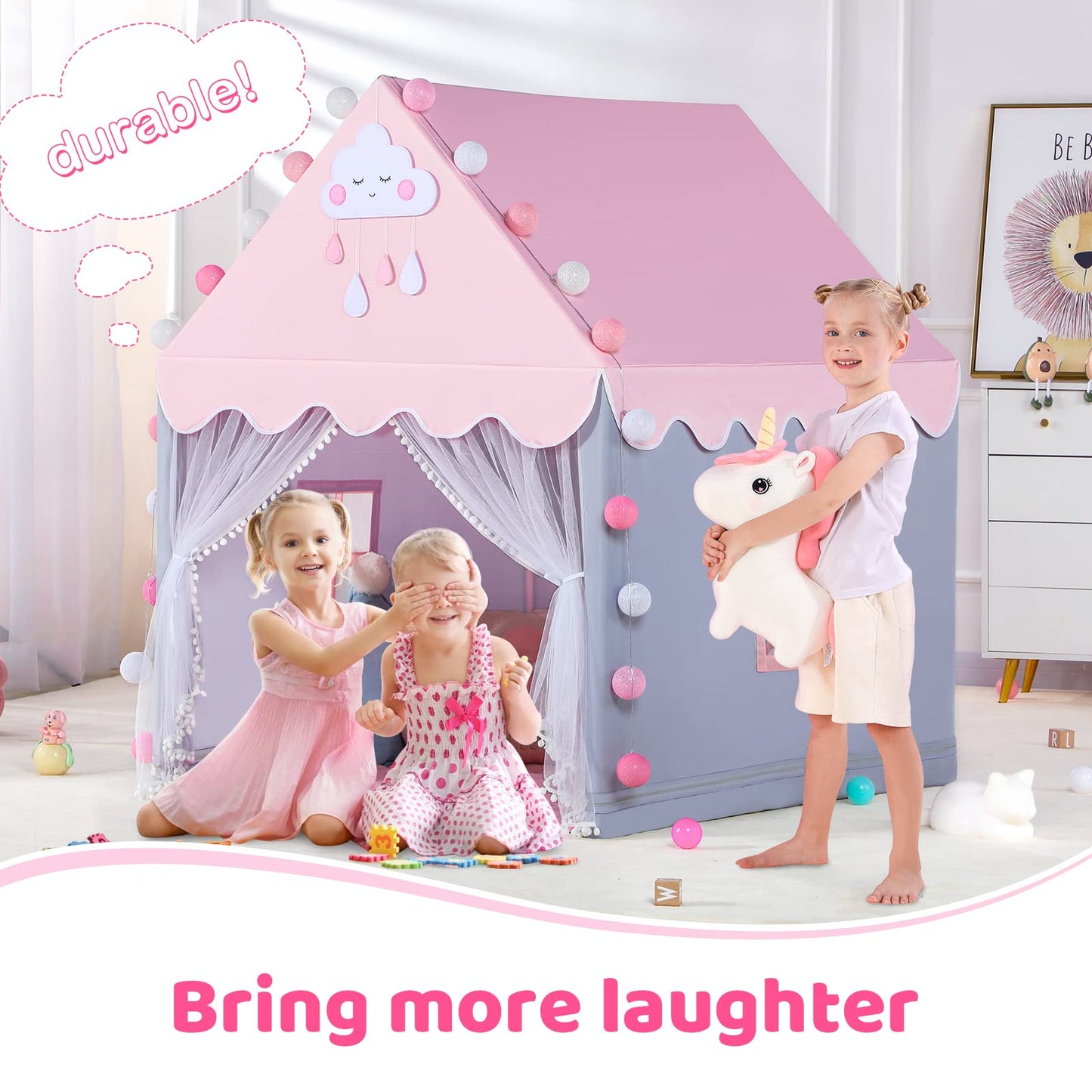 Sisticker Kids Play Tents For Girls Large Pink Playhouse For Kids Indoor And Outdoor Princess Tent For Kids Toddler Tent Children Play House