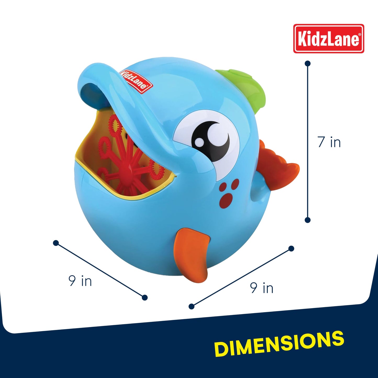 Kidzlane Bubble Maker Machine For Kids - Big Bubbles Speed Blower For Toddler'S Outdoor Party Play - Makes 500 To 1000 Per Minute (Bubble Dolphin)