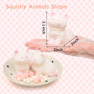 Cat Squishies Toy,2Pcs White Cat Squeeze Animal Toys,Simulation Dog Stress Relief Toy Furry Squish Novelty Toy With Pvc Packagin