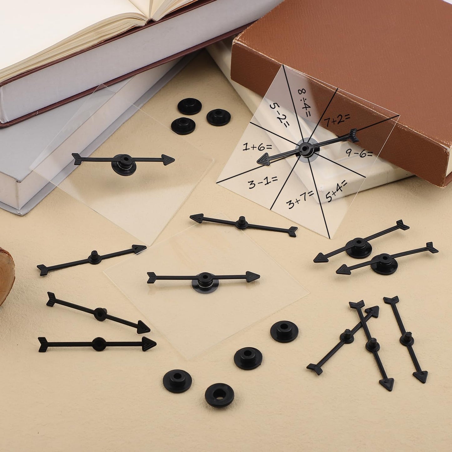 12Pcs Game Spinners, Blank Acrylic Board With Rotating Arrows Clear Transparent Erasable Arrow Game Spinners For Classroom Activ