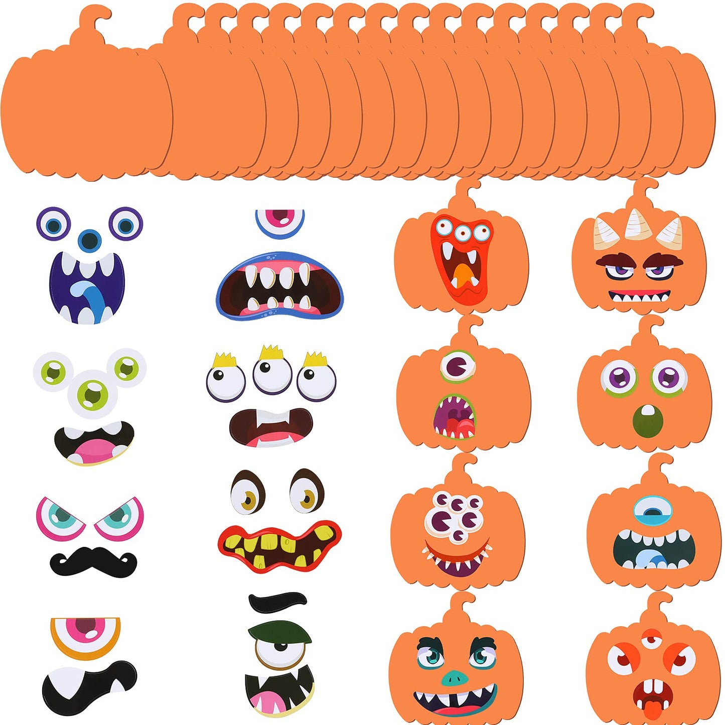 32 Pieces Halloween Foam Pumpkin Craft Kit And Pumpkin Foam Stickers Self Adhesive Halloween Stickers For Kid'S Halloween Party Crafts Decorations (Funny Style)