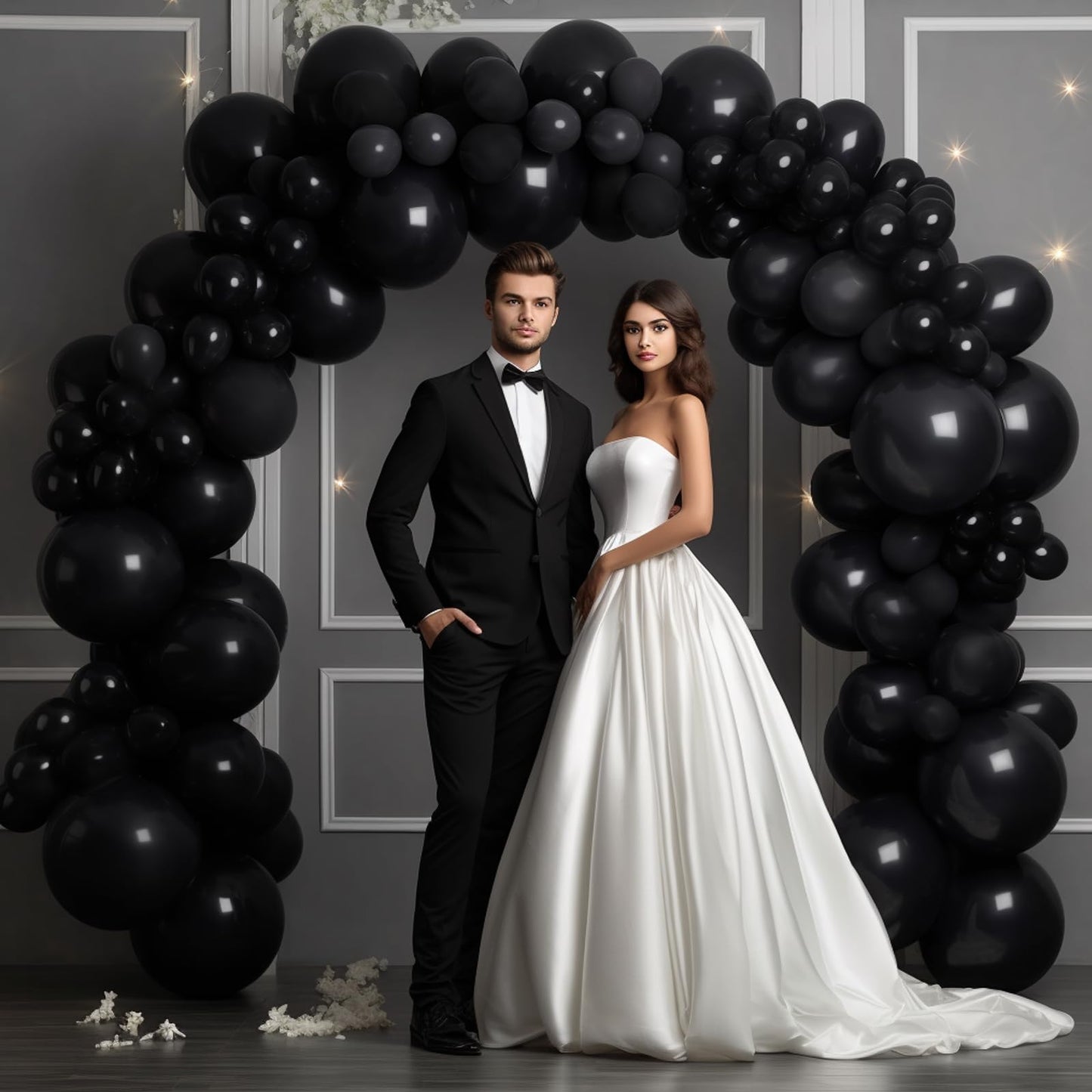 130Pcs Black Balloons Different Sizes 18'' 12'' 10'' 5'' Balloon Garland Arch Kit Perfect For Birthday Party, Graduation, Baby S