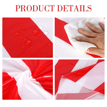 Tatuo 6 Pcs Red and White Round Circus Table Cloth 84 Inch Carnival Circus Tablecloths Striped Disposable Plastic Table Cover fo