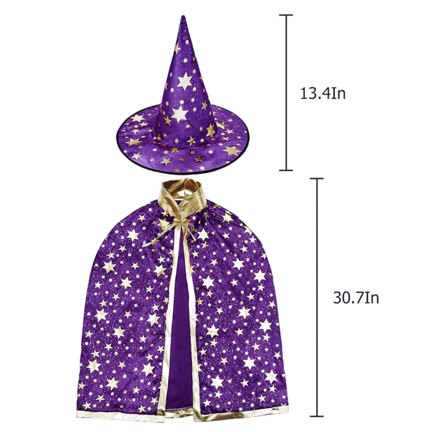Newland Wizard Cape With Hat, Halloween Kids Costumes, Witch Cape For 3-12 Years Children, Halloween Props (Purple)