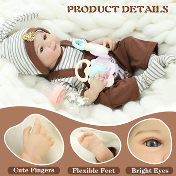 Kdudgso Realistic Reborn Baby Dolls 20'' Sweet Smile Lifelike Newborn Baby Doll Full Vinyl Body Poseable Real Life Like Toddler