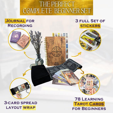 Witchy Cauldron Tarot Learning Set for Beginners: Learning Cards for Beginners, Satin Holder and Tarot Journal for Planning Spir