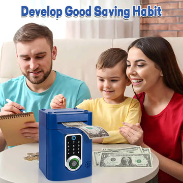 Refasy Piggy Bank For Kids,Electronic Money Bank Kids Piggy Bank For Boys Kids Toys Touchscreen Atm Piggy Bank Money Saving Box For Boys Girls Gifts Toys Coin Bank With Music(Blue)