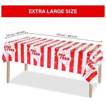 3 Pieces Popcorn Tablecloth Decorations Plastic Popcorn Table Cover Carnival Theme Party Tablecloth for Carnival Party, Circus T