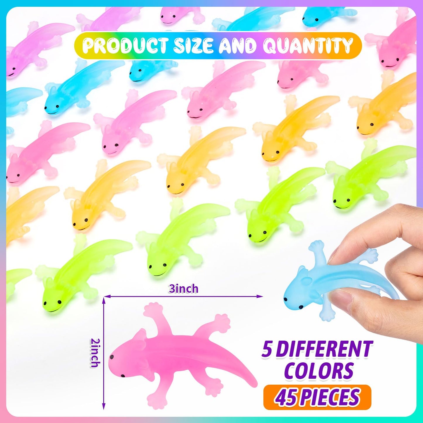 15Pcs Axolotl Animals Toys Bulk Cute Squeeze Axolotl Fidget Stress Relief, Salamander Animal Sensory Toys For Child Relax Meetin