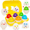 Fqkiomy Eggs Toys For Toddlers 1-3,Montessori Early Eduaction Learning Color Shape Sorting Fine Motor Skills Matching Egg Puzzle