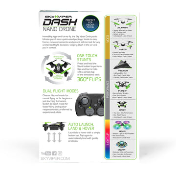 Sky Viper Dash Nano Drone - Compact Black/Green Plastic Model 18774