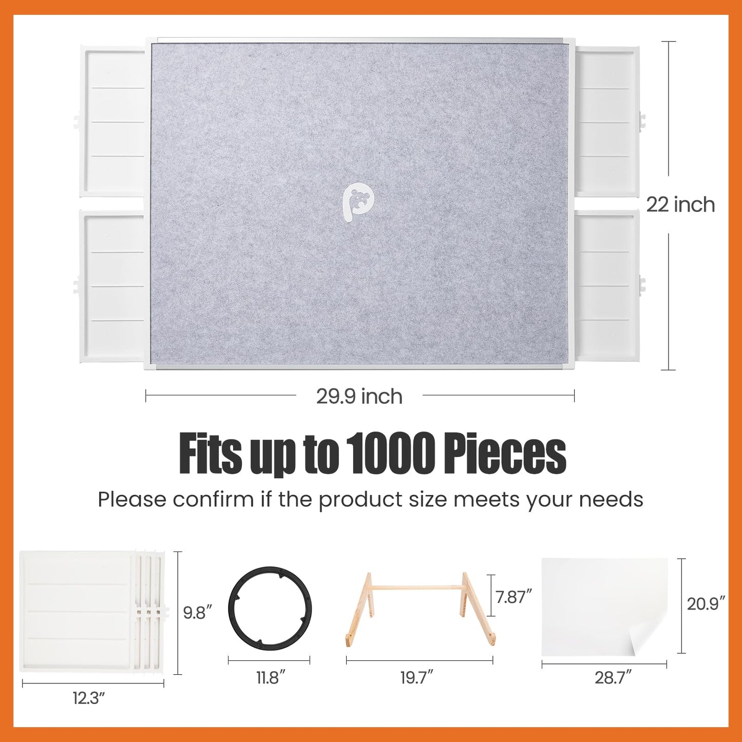 1000 Pieces Rotating Puzzle Board With Drawers And Cover, Dual-Sided 29.9 X22 Portable Jigsaw Puzzle Table,Tilt&Lazy Susan,G
