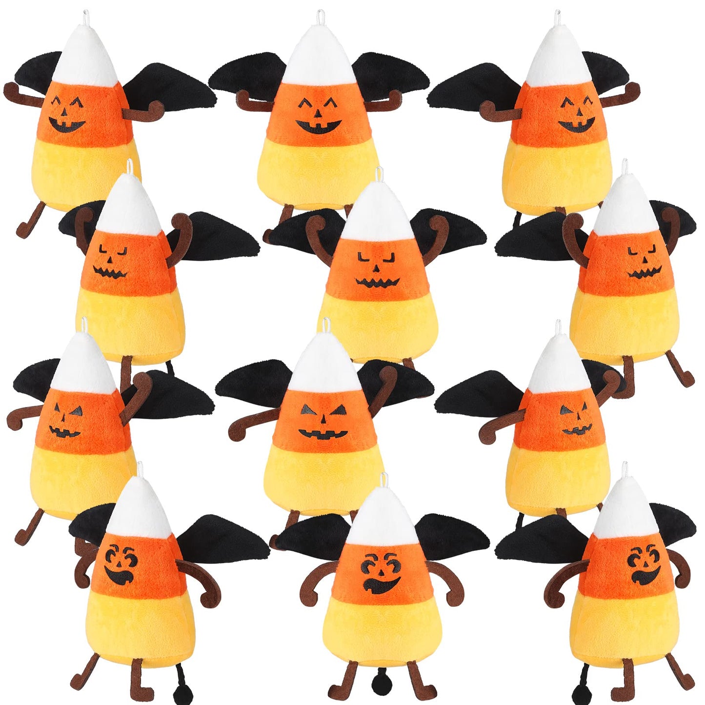 12 Pcs Halloween Devil Candy Corn Plush Toy 6 Inch Multiple Expressions Cute And Funny Stuffed For Halloween Themed Party