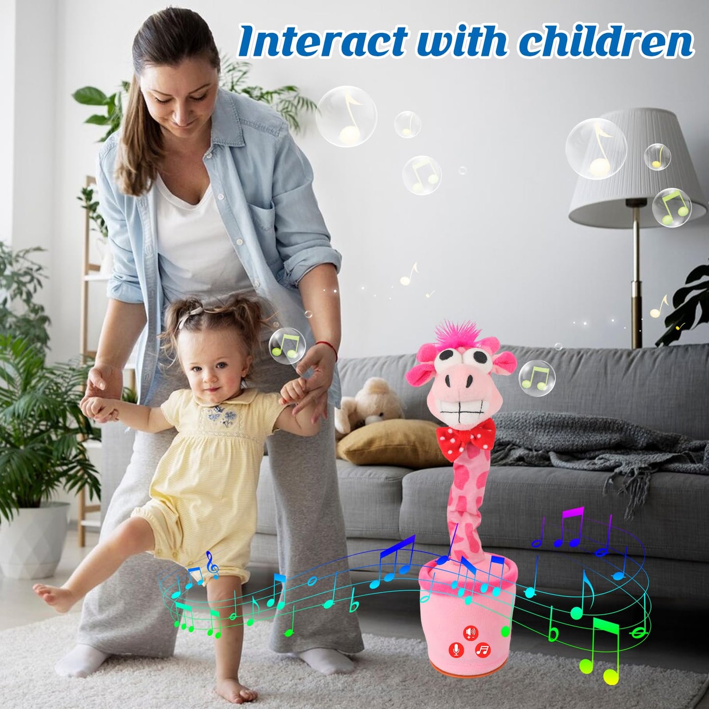 Sanjoin Dancing Talking Cactus Toy For Baby Toddler, Boys Girls Gifts Singing Mimicking Cactus Toy Recording Repeating What You Say Cactus Baby Toy With 120 English Songs (Talking Giraffe Classic)