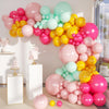Mebay Balloons Arch Kit, 146Pcs Matte Rose Red Tender Pink Macaron Green Yellow Latex Balloon Different Sizes 18 12 10 5 Inch Fo
