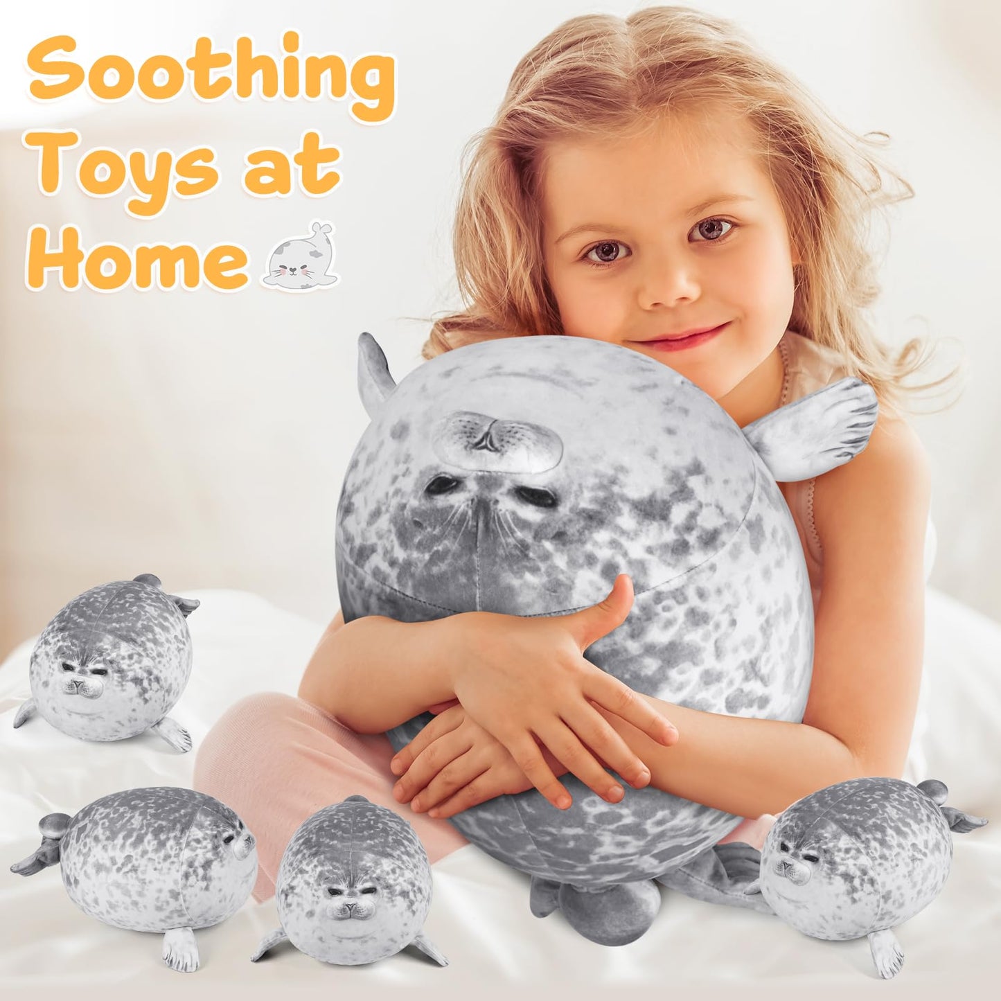 Kmuysl Seal Plush Toys For Girls Ages 3 4 5 6 7 8+ Year - Seal Mommy Stuffed Animal With 4 Babies In Her Tummy, Plush Toys Set For Girls, Kids, Ideal Christmas Birthday Gift