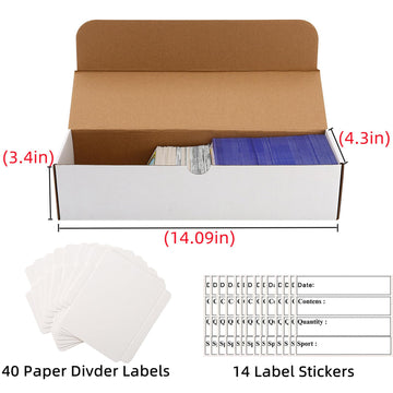 Card Box 9600 Count-12Pack,Trading Card Storage Box With 40 Dividers&14 Labels,Card Organizer Corrugated Cardboard Storage,Card
